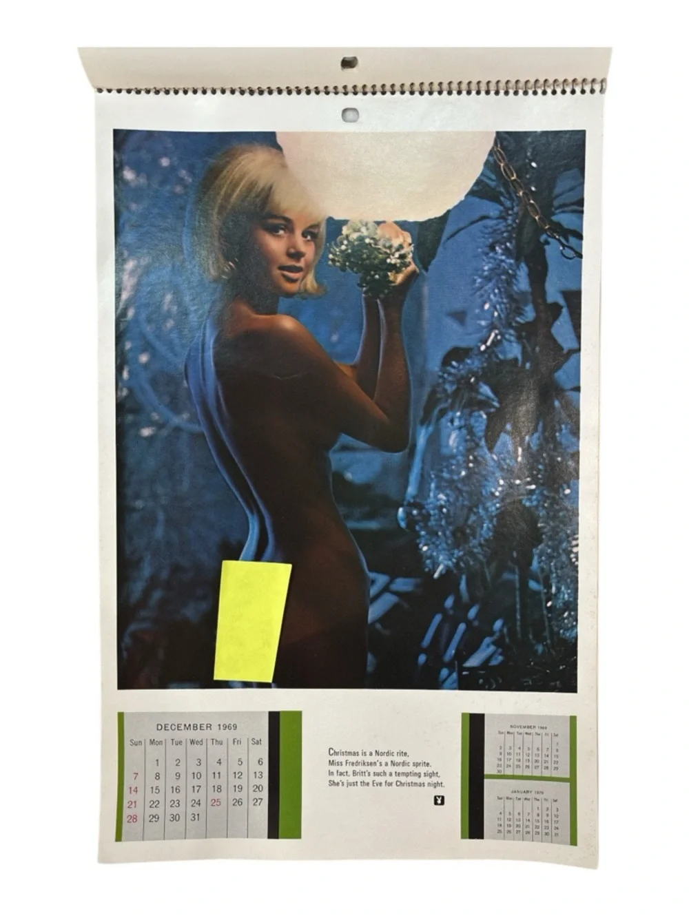 Playboy Playmate Pinup Wall Calendar with sleeve Vintage 1969 8x12 Adult Only